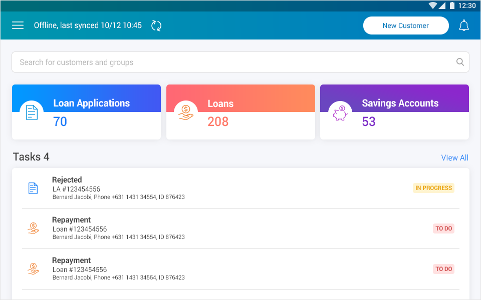 Digital Field Application - Customer Dashboard Digital Field Application - Customer Dashboard
